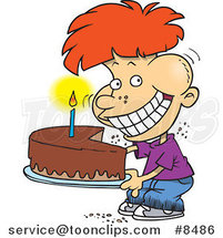 Cartoon Birthday Boy Eating an Entire Cake by Toonaday