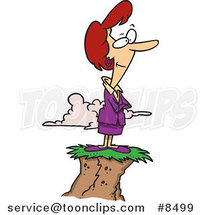 Cartoon Successful Business Woman on Top of a Hill by Toonaday