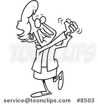 Cartoon Black and White Line Drawing of a Proud Business Woman by Toonaday