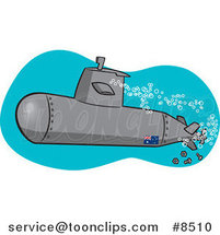 Cartoon Submerged Submarine by Toonaday