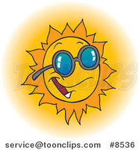 Cartoon Happy Sun Wearing Shades by Toonaday