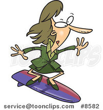 Cartoon Business Woman Surfing by Toonaday