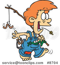 Cartoon Country Boy Carrying a Fishing Pole by Toonaday