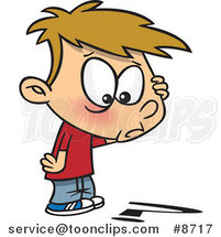 Cartoon Confused Boy Looking down at a Question Mark by Toonaday
