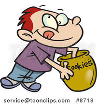 Cartoon Boy Reaching in a Cookie Jar by Toonaday