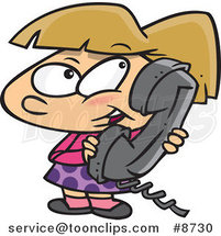 Cartoon Girl Talking on a Phone by Toonaday