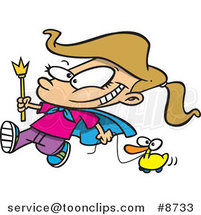 Cartoon Parade Girl Pulling a Duck by Toonaday