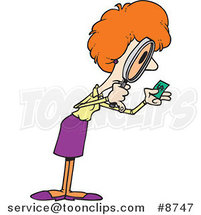 Cartoon Business Woman Viewing Money Through a Magnifying Glass by Toonaday