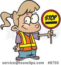 Cartoon Patrol Girl Holding a Stop Sign by Toonaday