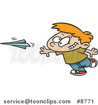 Cartoon Boy Throwing a Paper Plane by Toonaday