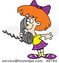 Cartoon Girl Talking on a Telephone by Toonaday
