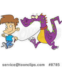 Cartoon Boy Walking a Dragon by Toonaday