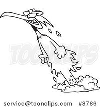 Cartoon Black and White Line Drawing of a Phoenix Rising from the Ashes by Toonaday