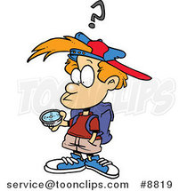 Cartoon Confused Boy Using a Compass by Toonaday