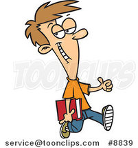 Cartoon Confident School Boy Holding a Thumb up by Toonaday