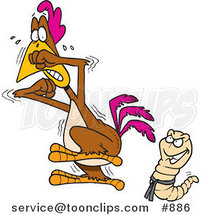 Cartoon Karate Worm Intimidating a Rooster by Toonaday