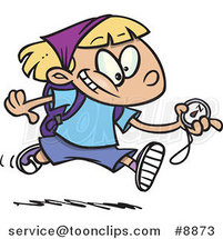 Cartoon Hiker Girl Running with a Compass by Toonaday