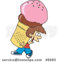 Cartoon Boy Carrying a Huge Ice Cream Cone by Toonaday