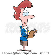 Cartoon Female Manager Using a Clip Board by Toonaday
