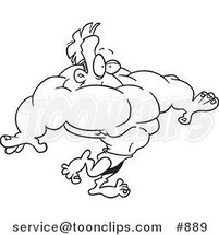 Cartoon Line Art Design of a Weightlifter Guy with No Neck by Toonaday
