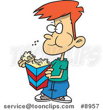 Cartoon Boy Eating Popcorn by Toonaday