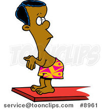 Cartoon Black Boy on a Diving Board by Toonaday