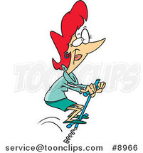 Cartoon Business Woman Jumping on a Pogo Stick by Toonaday
