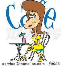 Cartoon Beautiful Lady Cafe by Toonaday