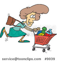 Cartoon Grocery Shopping Lady by Toonaday
