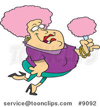 Cartoon Pink Haired Lady Holding Cotton Candy by Toonaday