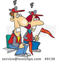 Royalty-Free (RF) Clip Art Illustration of Cartoon Gagged Sports Fan Parents by Toonaday