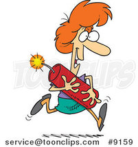 Cartoon Lady Running with Dynamite by Toonaday