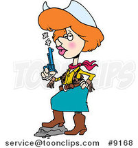 Cartoon Cowgirl Blowing on a Smoking Gun by Toonaday