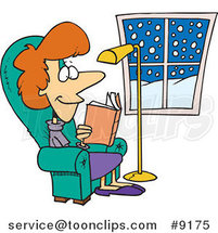 Cartoon Comfortable Lady Reading a Book by Toonaday