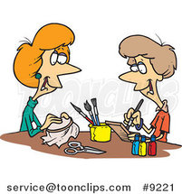 Royalty-Free (RF) Clip Art Illustration of Cartoon Women Doing Crafts by Toonaday