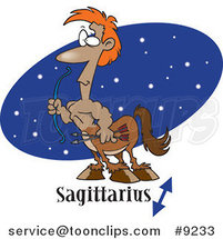 Cartoon Sagittarius Centaur over a Blue Oval by Toonaday