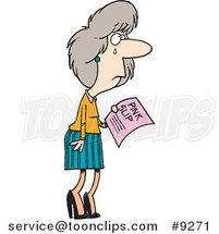 Cartoon Crying Business Woman Holding a Pink Slip by Toonaday