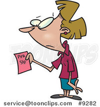 Cartoon Business Woman Holding a Pink Slip by Toonaday