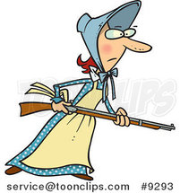 Cartoon Pioneer Lady Holding a Gun by Toonaday