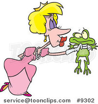 Cartoon Princess Kissing a Frog by Toonaday
