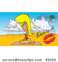 Cartoon Beach Lady on a Post Card by Toonaday
