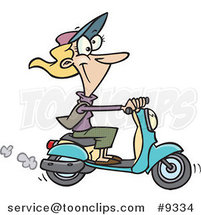 Cartoon Lady on a Scooter by Toonaday