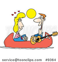 Cartoon Couple on a Romantic Date in a Canoe by Toonaday