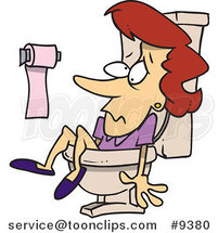 Cartoon Lady Stuck in a Toilet by Toonaday