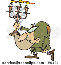 Cartoon Hunchback Guy Carrying a Candelabra by Toonaday