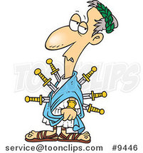 Cartoon Caesar Stabbed with Swords by Toonaday