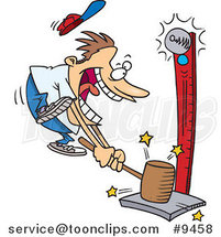 Cartoon Carny Guy Banging a Strong Hammer by Toonaday