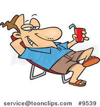 Cartoon Guy Lounging and Holding a Cold Drink by Toonaday