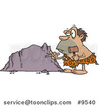 Cartoon Caveman Chiseling a Boulder by Toonaday