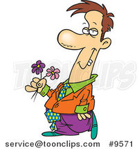 Cartoon Clashing Guy Carrying Flowers by Toonaday